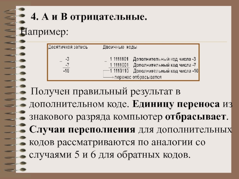 Единица перенести. Переполнение в дополнительном коде. Переполнение в обратном коде. Отрицательные в доп коде. Запись в дополнительном коде.