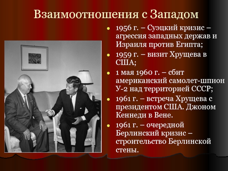 Презентация Взаимоотношения СССР с Западом