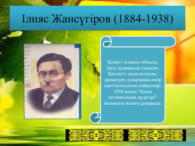 Ілияс жансүгіров. Портрет Ілияс Жансүгіров. Презентация Ілияс Жансүгіров. Ілияс Жансүгіров фото.