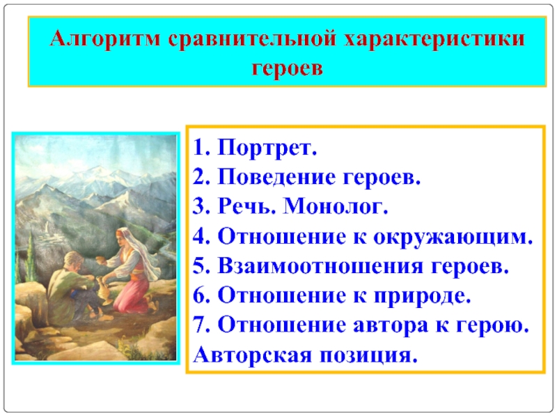 План сравнения героев