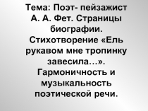 Поэт- пейзажист А. А. Фет