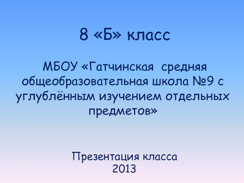 8 Б класс МБОУ Гатчинская средняя общеобразовательная школа №9 с углублённым