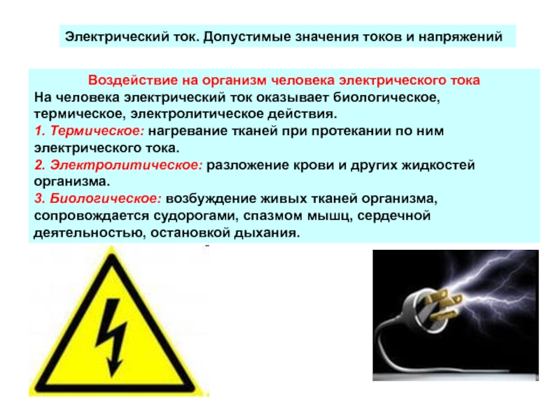 Действие электрического тока на организм человека презентация