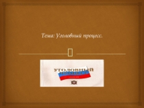 Тема: Уголовный процесс