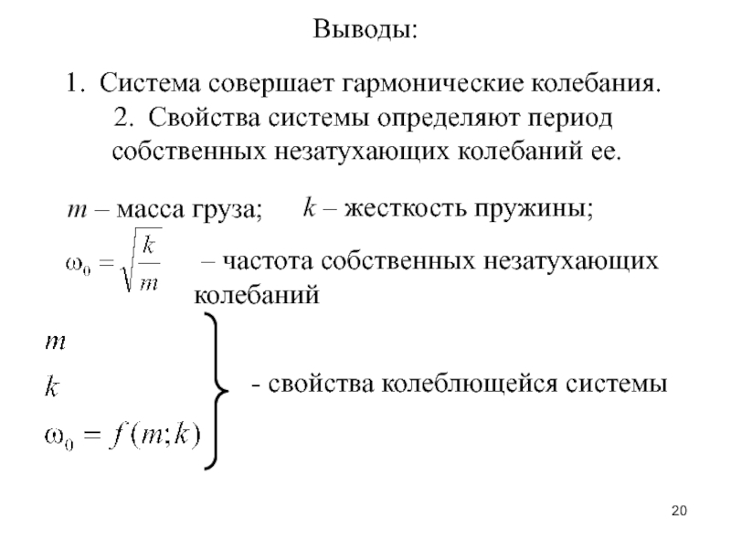 Жесткость пружины частота. Собственная частота незатухающих колебаний. Циклическая частота собственных незатухающих колебаний. Частота свободных незатухающих механических колебаний. Циклическая частота незатухающих колебаний формула.