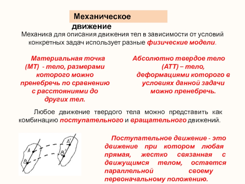 Презентация Механика для описания движения тел в зависимости от условий конкретных задач