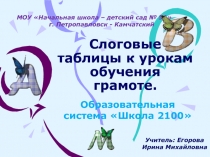 Слоговые таблицы к урокам обучения грамоте