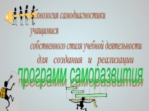 Технология самодиагностики учащимися собственного стиля учебной деятельности  для создания и реализации  программ саморазвития