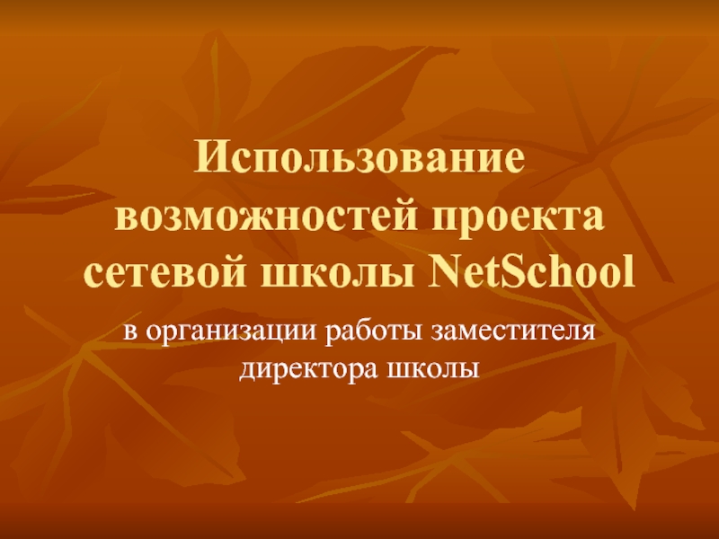 Использование возможностей проекта сетевой школы NetSchool
