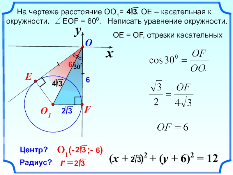 Чертеж касательной окружности