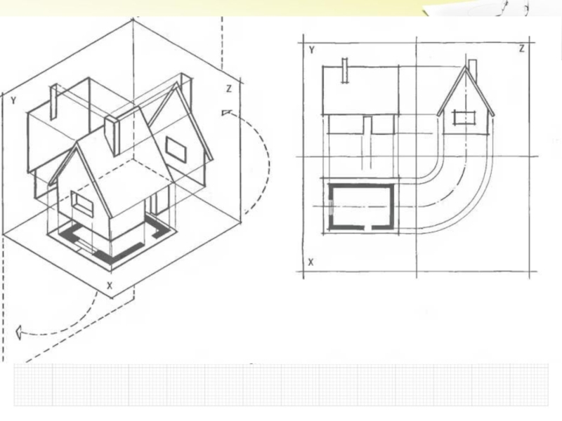 Чертеж дома в трех проекциях