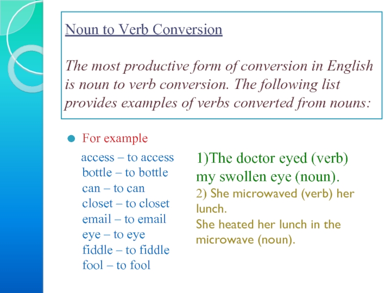 Example verb form