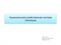 Национальная хозяйственная система Сингапура