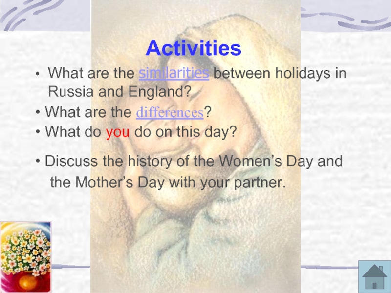 You are on holiday in england. Holidays презентация. Differences between Russian and English Holidays. Russian Holidays in English. Similarities between the Russian and English languages.