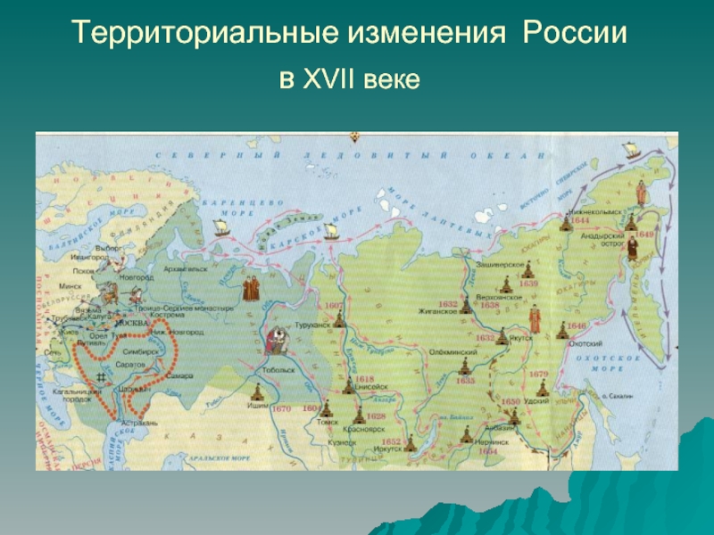 Территориальные изменения России  в XVII веке