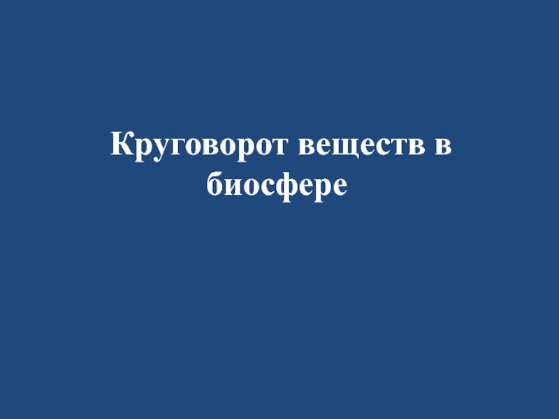 Презентация Круговорот веществ в биосфере