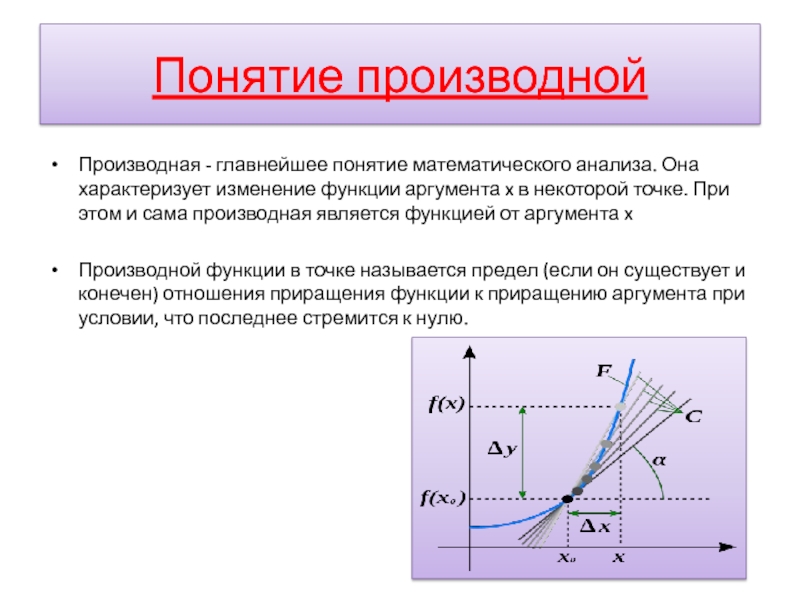 Изменение аргумента. Понятие производной функции. Понятие производной от функции. Производная понятие о производной функции. Экономический смысл производной в математике.