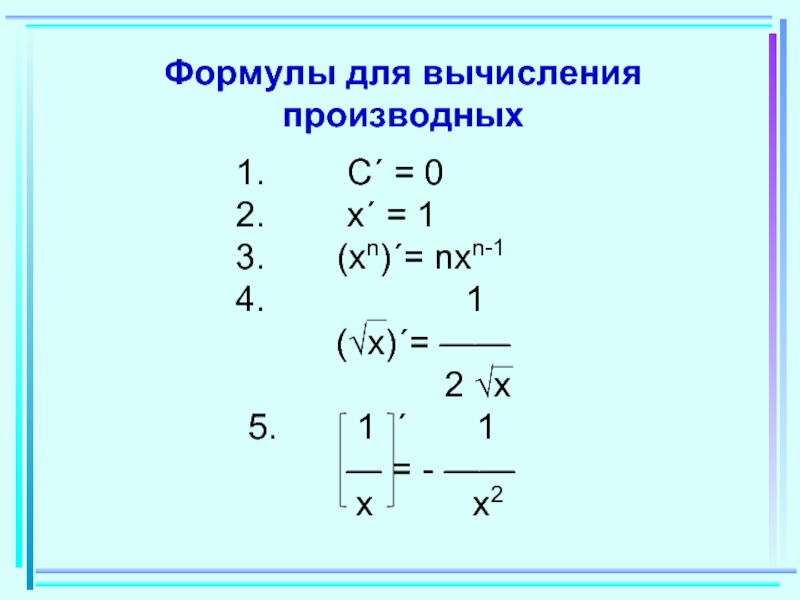 Схема вычисления производной