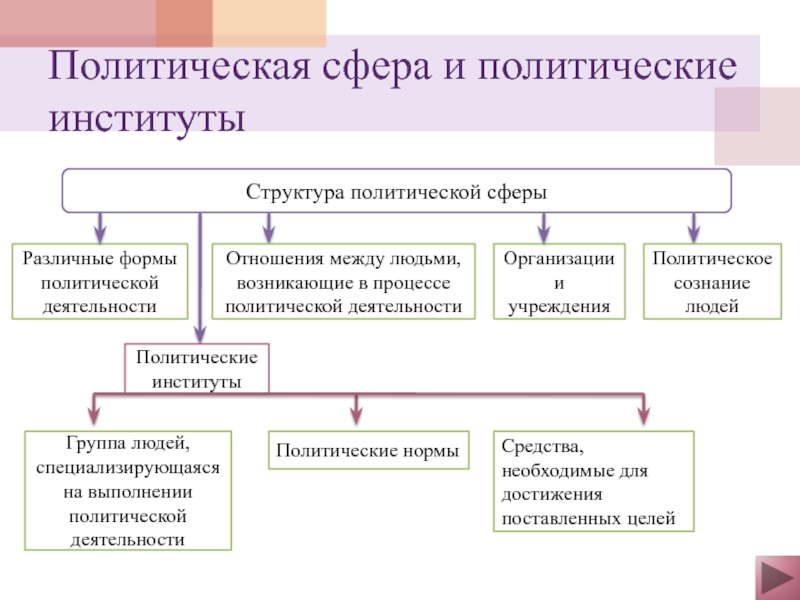 Политические формы. Признаки Полит институтов. Функции политических институтов. Структура политической организации.