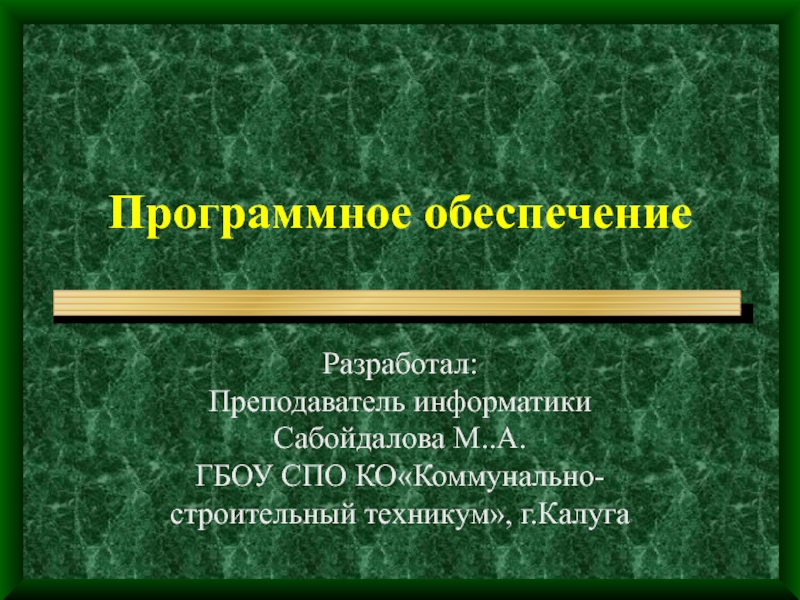 Презентация Программное обеспечение 11 класс