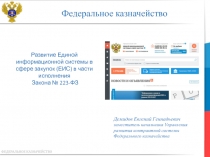Федеральное казначейство
Развитие Единой информационной системы в сфере закупок