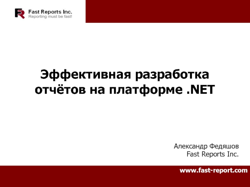 Эффективная разработка отчётов на платформе .NET