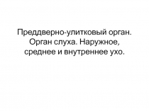 Преддверно-улитковый орган. Орган слуха. Наружное, среднее и внутреннее ухо.