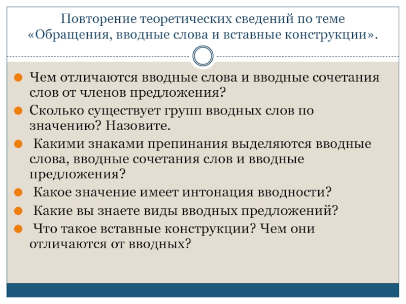 Обращение вводные слова и вставные конструкции 8 класс презентация