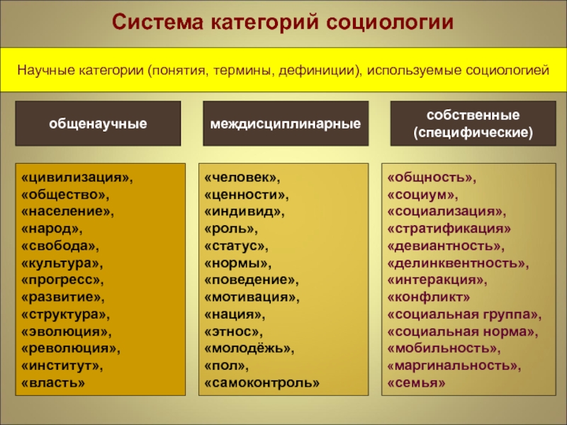 Категории и законы социологии презентация