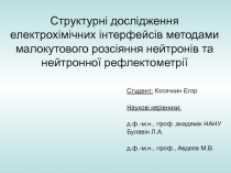 Структурні дослідження електрохімічних інтерфейсів методами малокутового