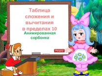 Таблица сложения и вычитания в пределах 10