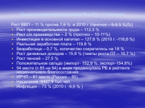 Социально-экономическое развитие РБ в 2011 г.(1 полугодие)