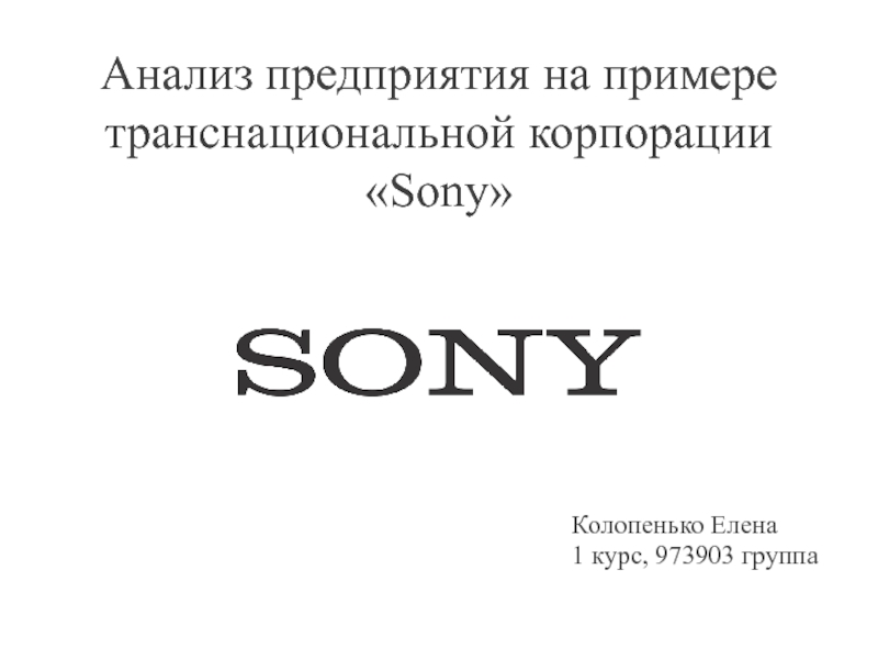 Анализ предприятия на примере транснациональной корпорации  Sony