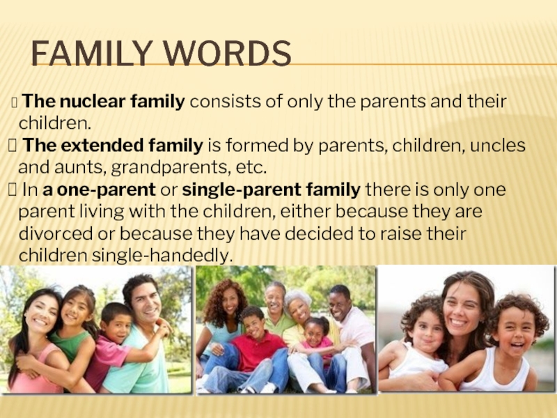 Год семьи перевод. Immediate Family and Extended Family. Nuclear Family Extended Family. Семья на английском языке. Презентация по английскому семья.
