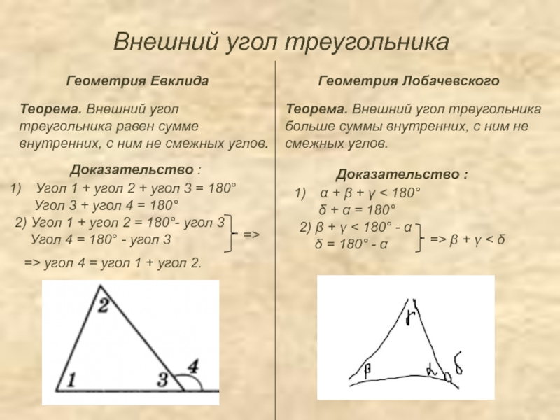 Внешний угол прямоугольного треугольника