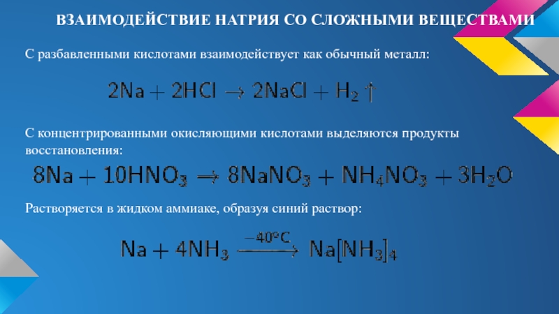 Аммиак и карбонат натрия реакция. Взаимодействие натрия со сложными веществами. Взаимодействие натрия с кислотами. Реакция натрия с кислотой. Реакции на натрий.