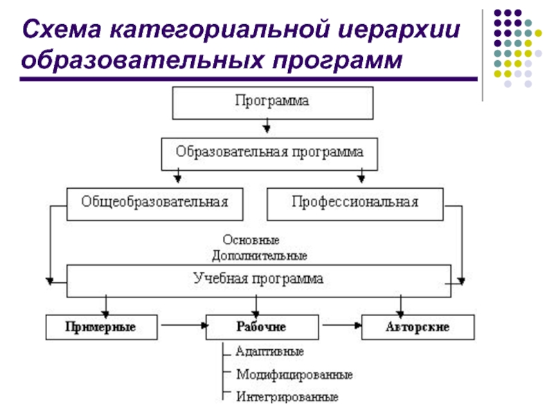 Образовательная программа высшего. Образовательные программы схема. Схема виды образовательных программ. Иерархия образовательных документов. Схема общеобразовательных программ.