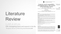 Literature
Review
CSR: investigating theory and research in the Marketing