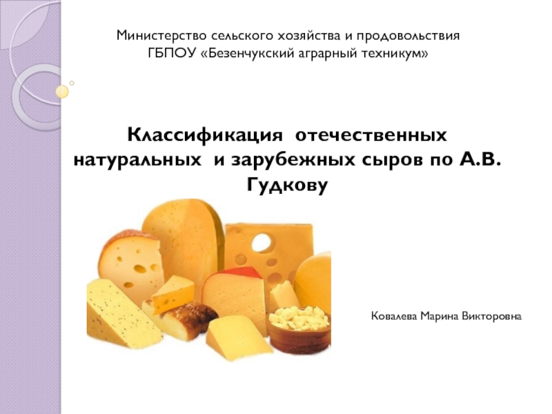 Классификация отечественных натуральных и зарубежных сыров.