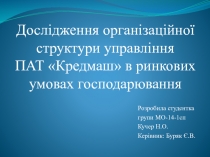 Дослідження організаційної структури у правління ПАТ Кредмаш в ринкових