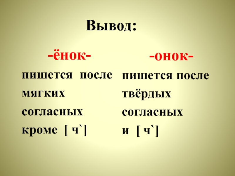 Правописание суффиксов онок енок 3 класс презентация