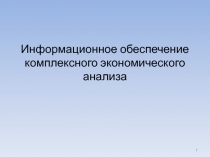 Информационное обеспечение комплексного экономического анализа