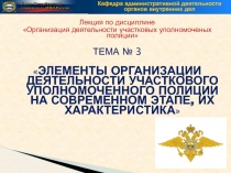 Элементы организации деятельности участкового  