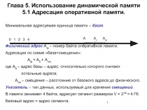 Использование динамической памяти Адресация оперативной памяти