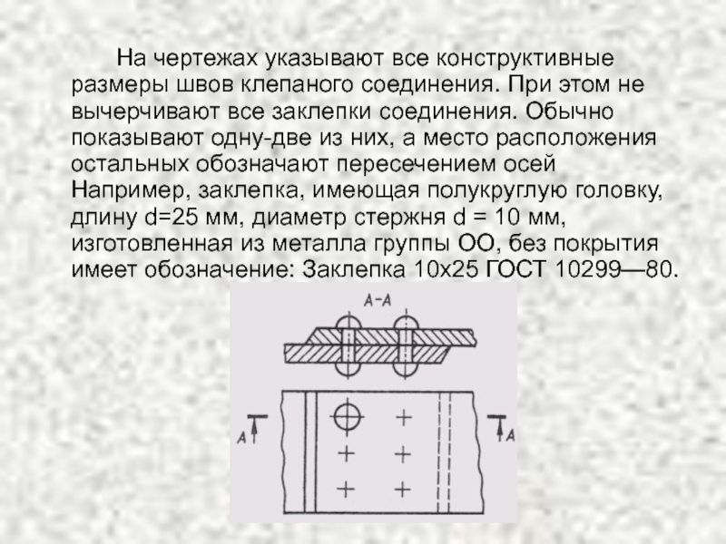 Заклепочное соединение на чертеже