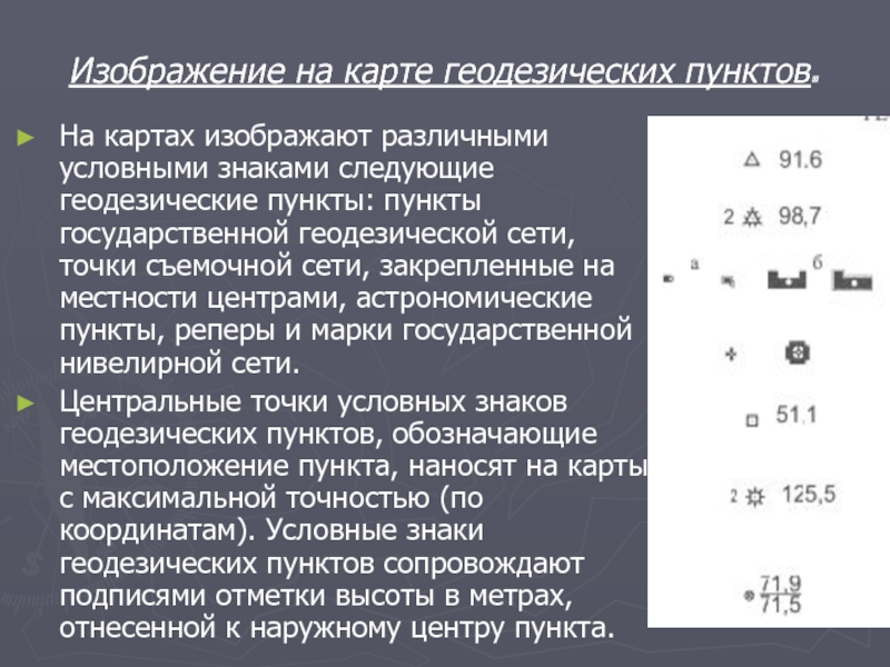 Карта с пунктами геодезическими