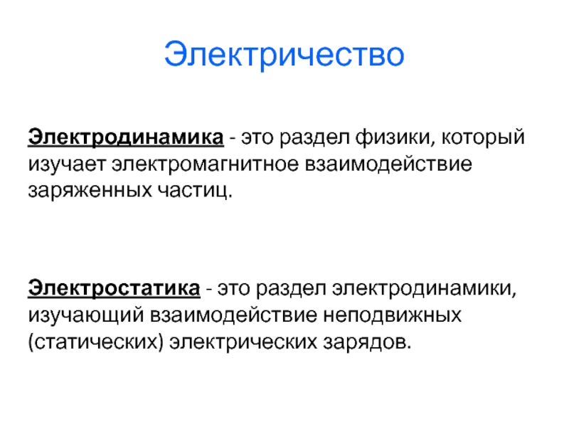 Электродинамика физика 10 класс презентация