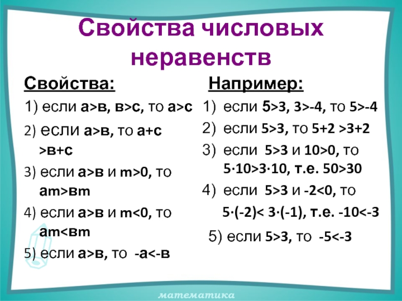 Свойства числовых неравенств 8 класс презентация макарычев