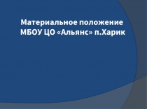 Материальное положение МБОУ ЦО «Альянс» п.Харик