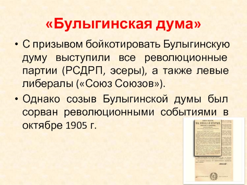 Проект булыгинской думы 1905